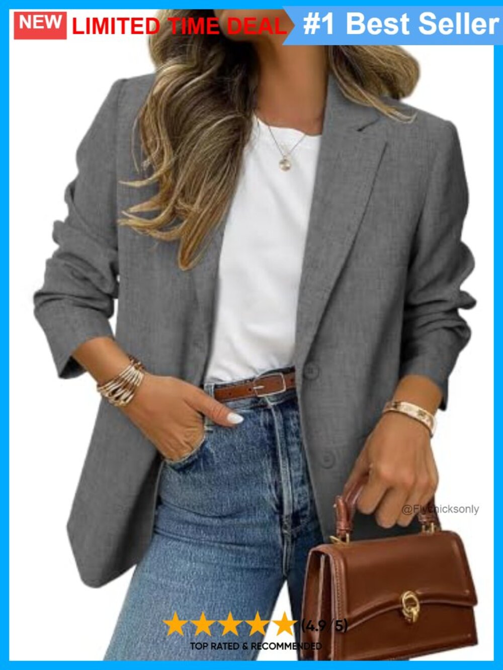 Oversized Boyfriend Blazer Long Sleeve Open Front Business Casual Work Jacket